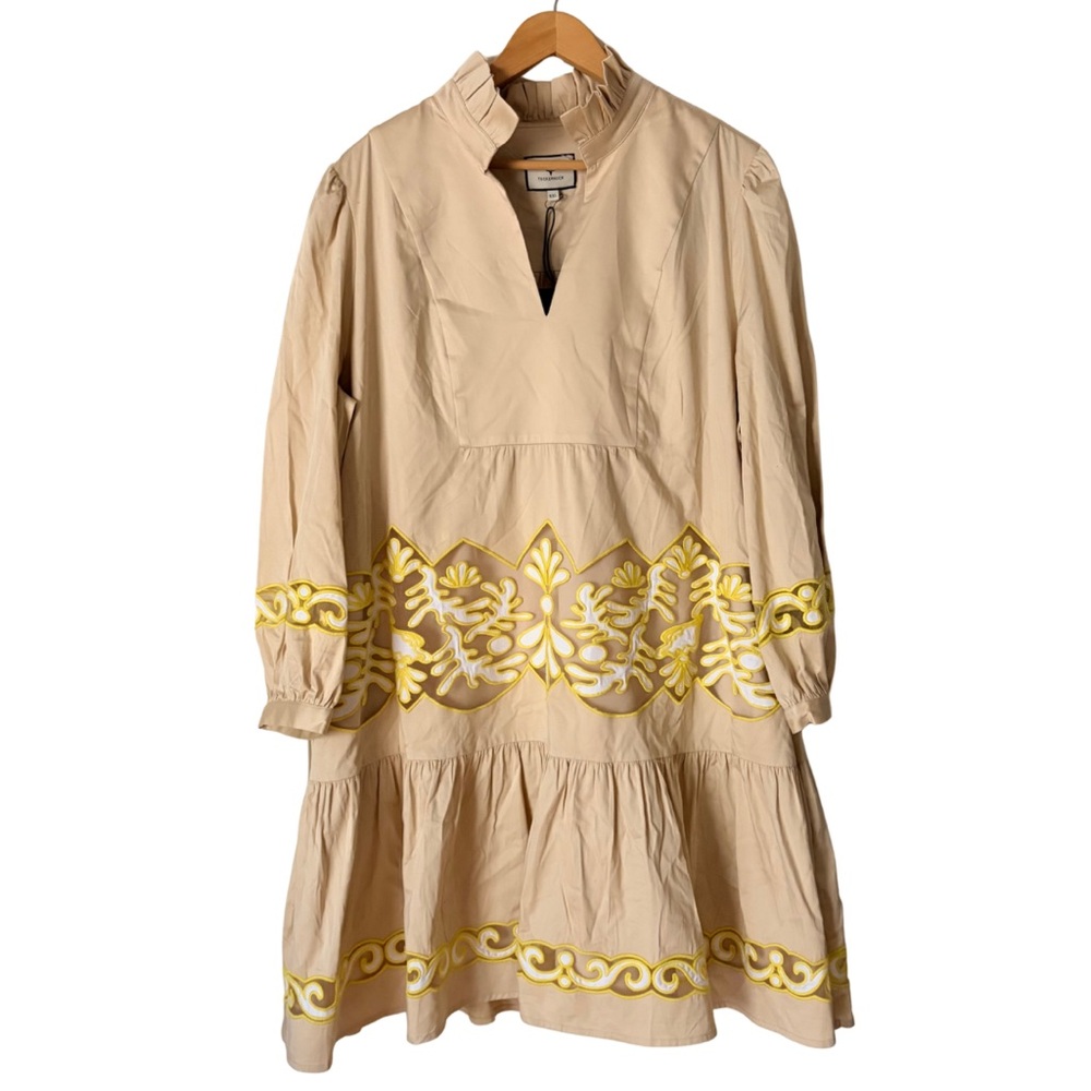 Tuckernuck Cream Mini Dress with Yellow Embroidered Trim - Picture 5 of 16